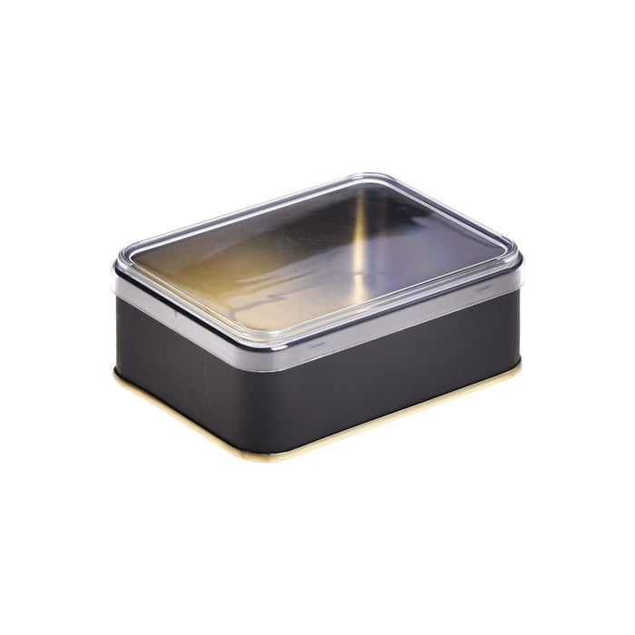 420 Adet Siyah Parlak Kristal Kapaklı Dikdörtgen Metal Kutu | 100 mm x 75 mm x 40 mm