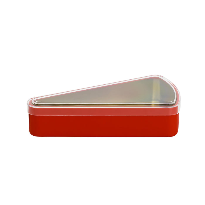 280 Adet Kristal Kapaklı Kırmızı Mat Üçgen Metal Kutu | 160 mm x 80 mm x 35 mm
