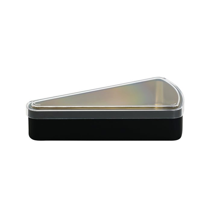 280 Adet Kristal Kapaklı Siyah Mat Üçgen Metal Kutu | 160 mm x 80 mm x 35 mm