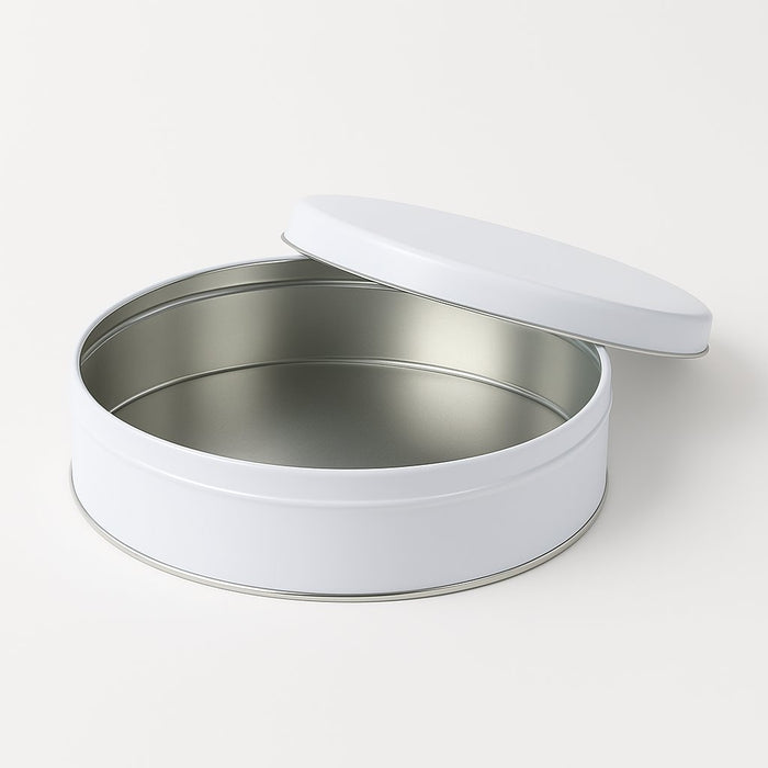 324 Adet Beyaz Yuvarlak Metal Kutu | 170 mm x 40 mm