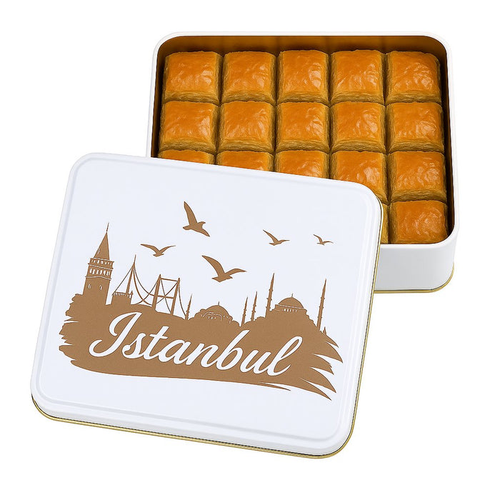 350 Gr - 500 Gr İstanbul Desen Metal Baklava Kutusu | 252 Adet