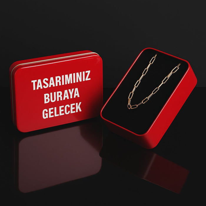 Kırmızı Firmaya Özel Baskılı Büyük Takı Kolye Kuyumcu Kutusu Süngerli | 240 Adet