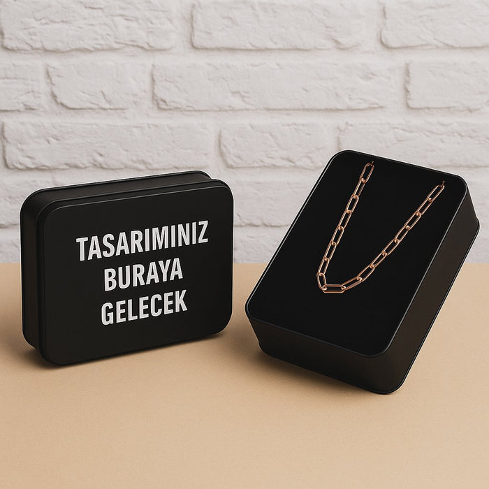 Siyah Firmaya Özel Baskılı Büyük Takı Kolye Kuyumcu Kutusu Süngerli | 240 Adet