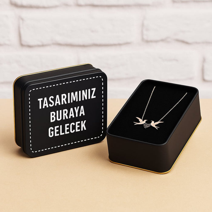 Siyah Firmaya Özel Baskılı Küçük Takı Kolye Kuyumcu Kutusu Süngerli | 420 Adet