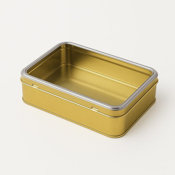 330 Adet Kristal Kapaklı Gold Dikdörtgen Metal Kutu | 170 mm x 105 mm x 35 mm