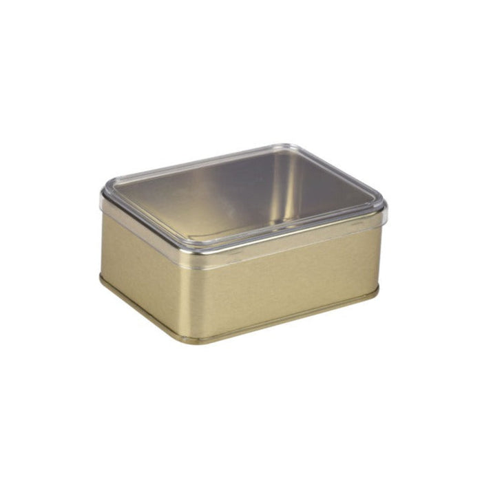360 Adet Altın Kristal Kapaklı Dikdörtgen Metal Kutu | 100 mm x 75 mm x 35 mm