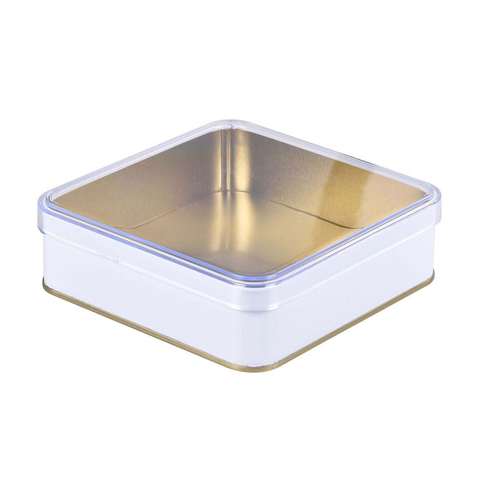 144 Adet Kristal Kapaklı Beyaz Metal Kutu | 135 mm x 135 mm x 40 mm