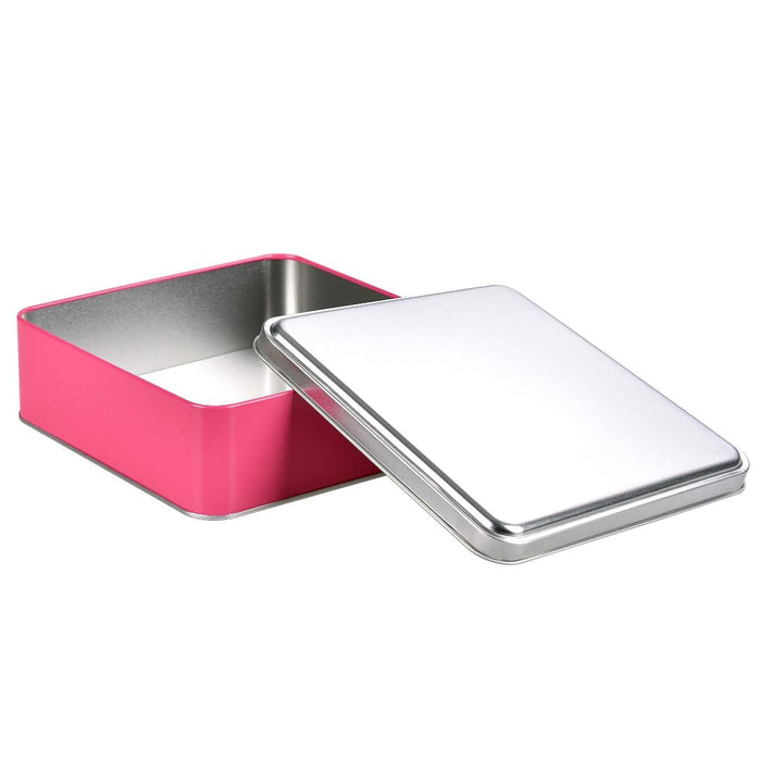 252 Adet Pembe Gövde Gümüş Kapak Kare Metal Kutu | 190 mm x 190 mm x 60 mm