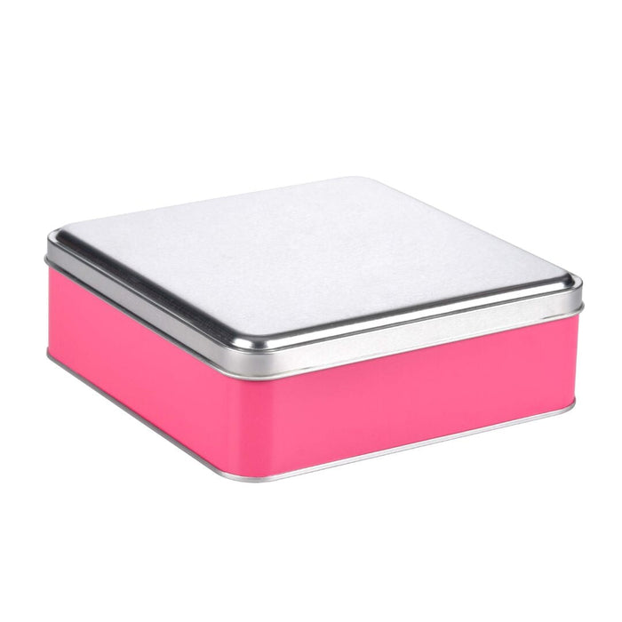 252 Adet Pembe Gövde Gümüş Kapak Kare Metal Kutu | 190 mm x 190 mm x 60 mm