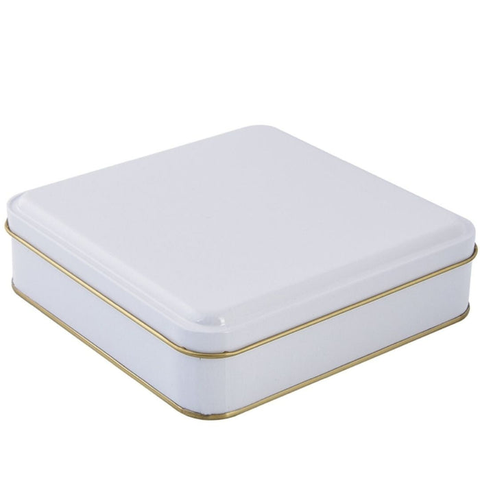 240 Adet Beyaz Kare Metal Kutu | 235 mm x 235 mm x 45 mm