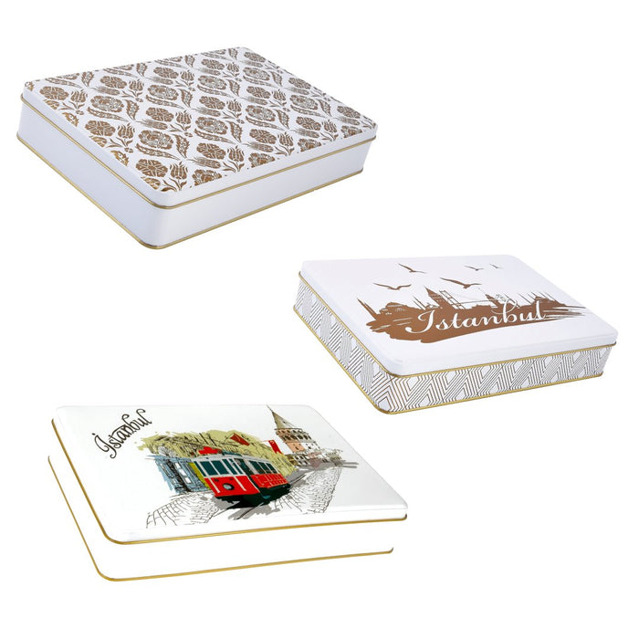 800 Gr - 1200 Gr Metal Baklava Kutusu Baskılı Karışık Desen | 288 Adet