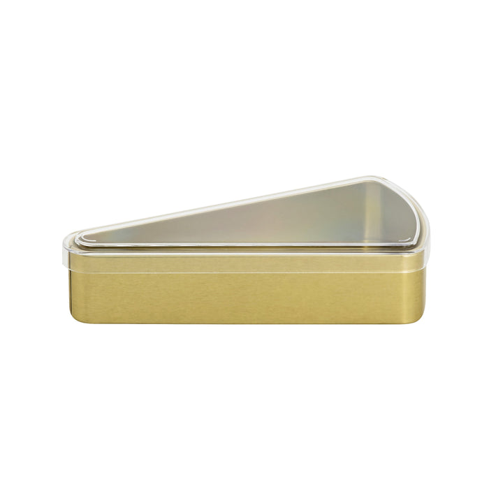 140  Adet Kristal Kapaklı Gold  Üçgen Metal Kutu | 160 mm x 80 mm  x 35 mm