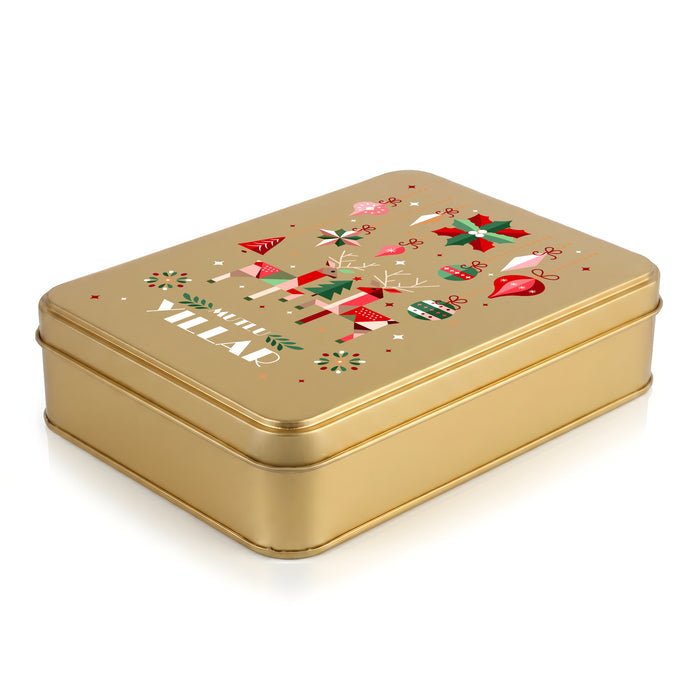 Yılbaşı Temalı Gold Dikdörtgen Metal Kutu | 320 Adet