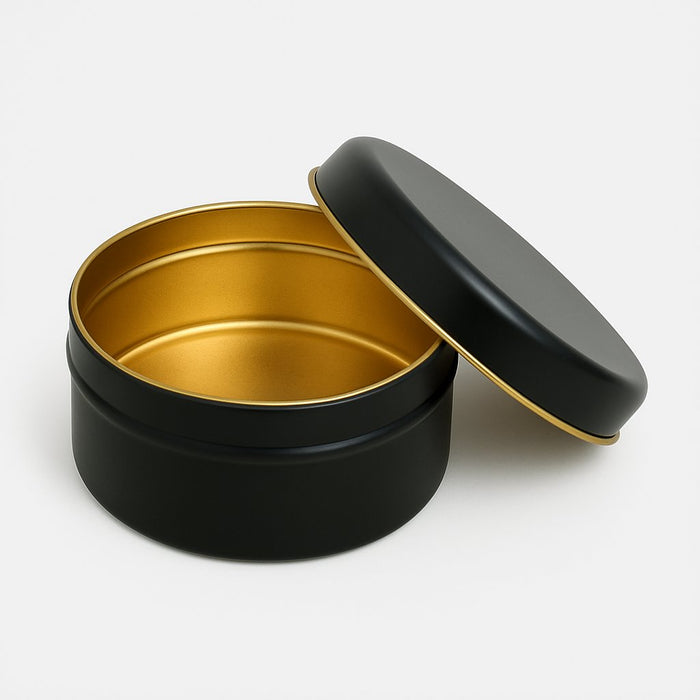 450 Adet Siyah Parlak Yuvarlak Sıvama Metal Kutu | 73 mm x 27 mm