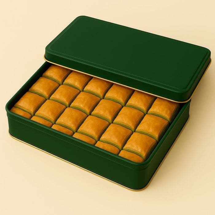 800 Gr - 1200 Gr Yeşil Mat Dikdörtgen Metal Baklava Kutusu | 240 Adet