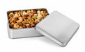 550-700 Gr Dikdörtgen Kristal Kapaklı Metal Kuruyemiş Kutusu | 190 × 135 × 45 mm | Tins By Masaş