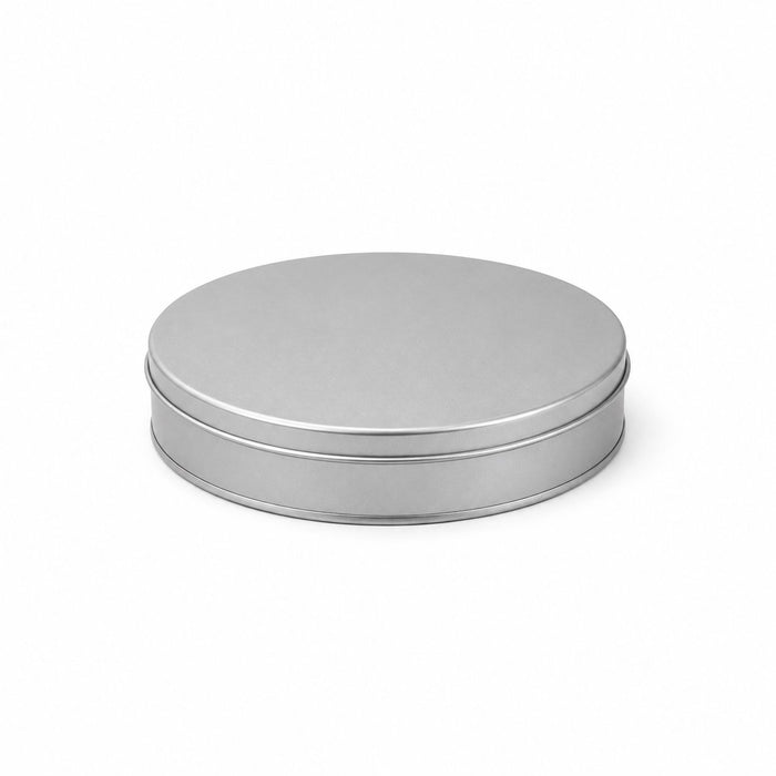Yuvarlak Gümüş Metal Kutu | Ø215 × 40 mm | Toptan 240 Adet