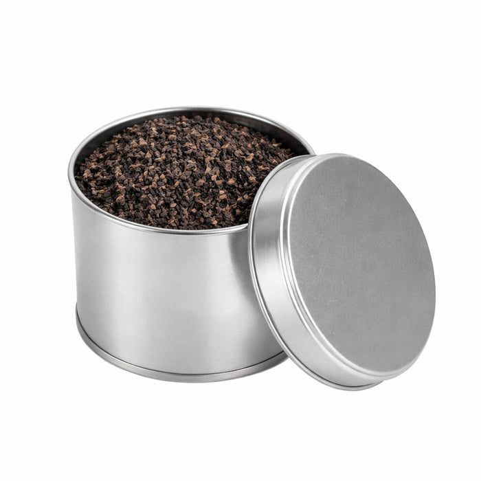 25-50 Gr Yuvarlak Gümüş Metal Çay Kutusu | Ø73 × 60 mm | Tins By Masaş
