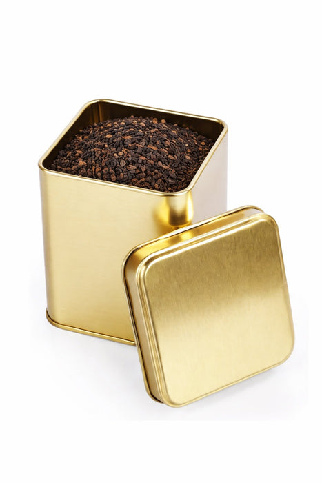 75-100 Gram Kare Gold Metal Çay Kutusu | 75 × 75 × 92 mm | Tins By Masaş