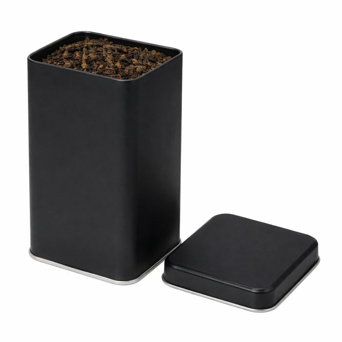 200 - 250 Gram Kare Siyah Mat Metal Çay Kutusu | 240 Adet