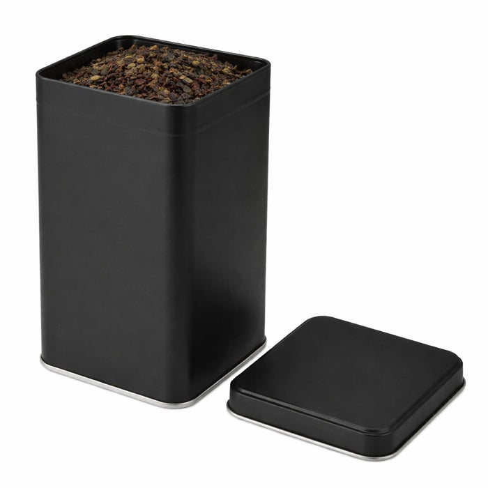 1000 Gr Kare Siyah Metal Çay Kutusu | 100 × 100 × 280 mm | Tins By Masaş