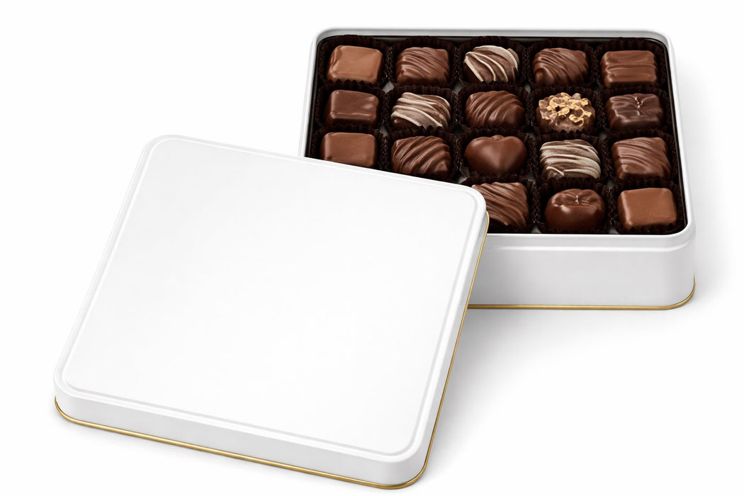 252 Adet Kare Metal Çikolata Kutuları| 190 mm x 190 mm x 40 mm