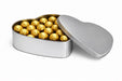 Kalp Gümüş Mat Metal Çikolata Kutusu | 235 × 223 × 75 mm | Tins By Masaş