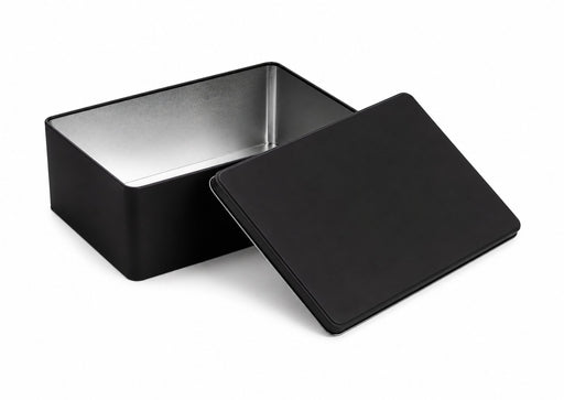 Dikdörtgen Siyah Mat Metal Hediye Kutusu | 300 × 200 × 110 mm | Tins By Masaş