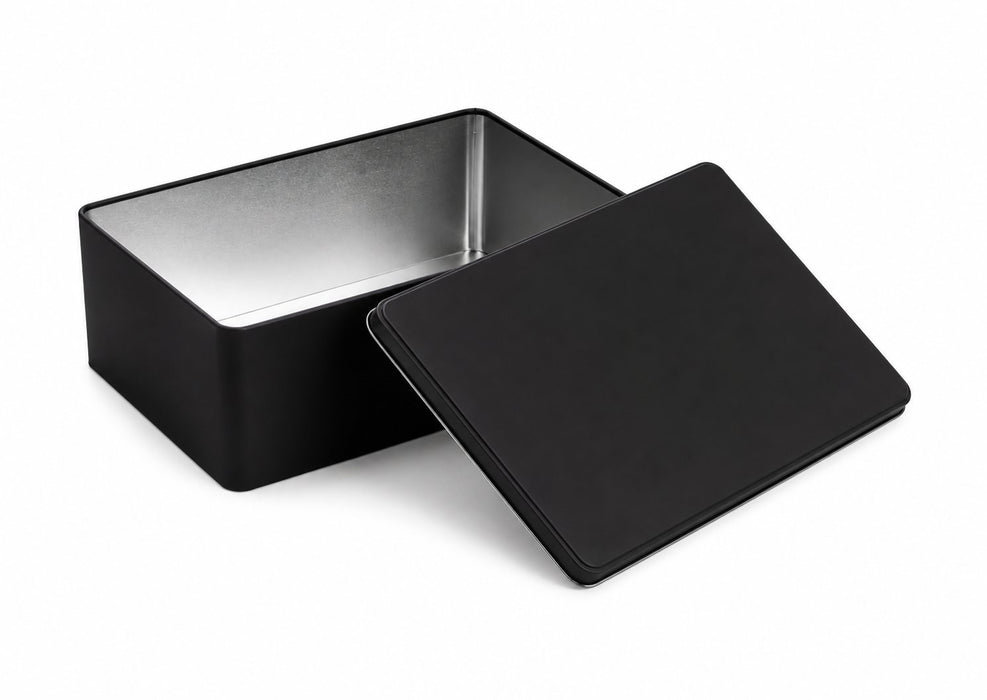 Dikdörtgen Siyah Mat Metal Hediye Kutusu | 300 × 200 × 110 mm | Tins By Masaş