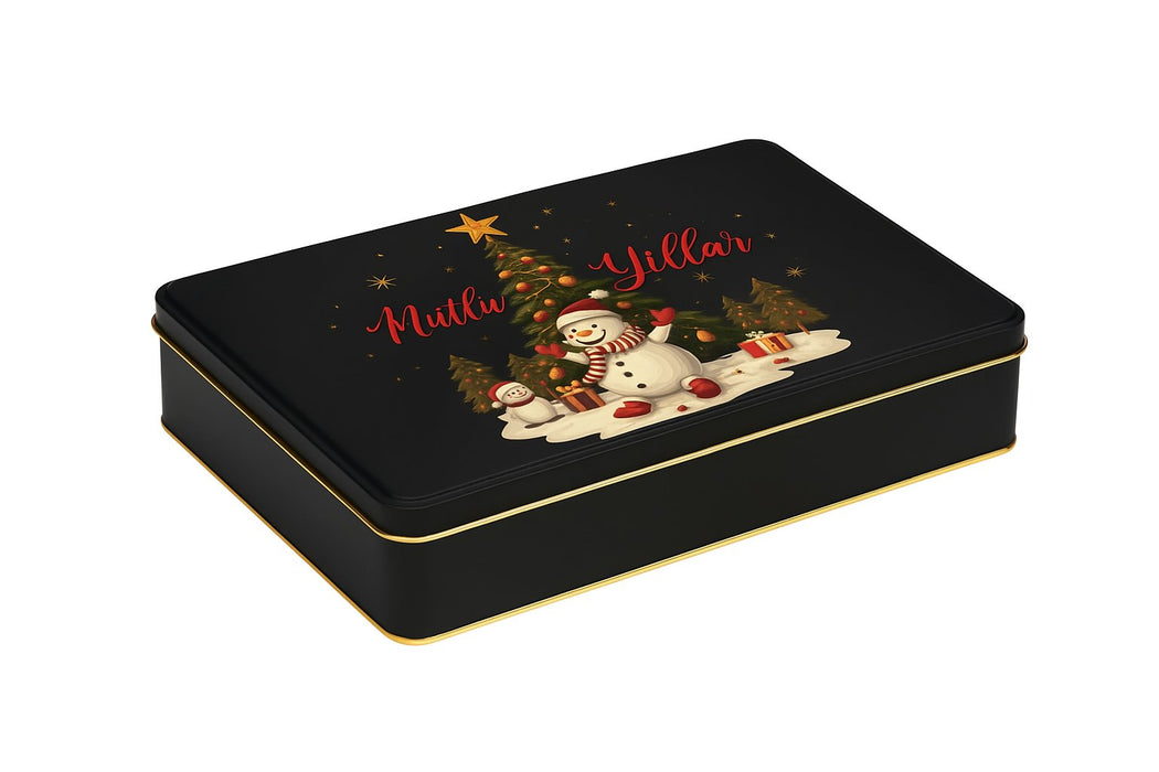 Yılbaşı Temalı Siyah Mat Dikdörtgen Metal Kutu | 360 Adet