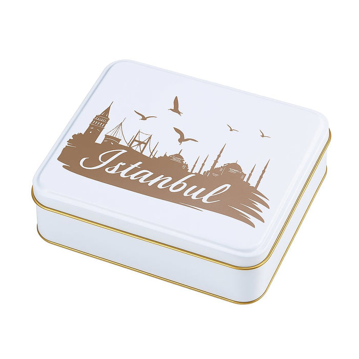 350 Gr - 500 Gr İstanbul Desen Metal Baklava Kutusu | 252 Adet