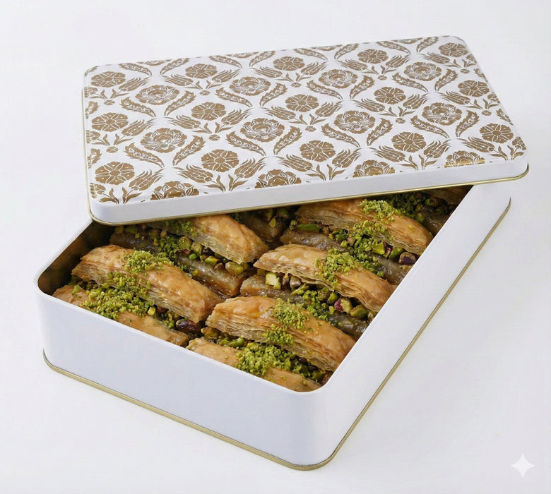 1000 Gr - 1200 Gr Dikdörtgen Metal Baklava Kutusu | 240 Adet
