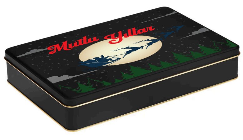 Yılbaşı Temalı Siyah Mat Dikdörtgen Metal Kutu | 360 Adet