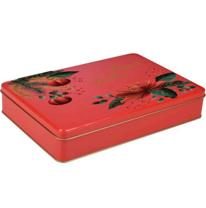 Yılbaşı Temalı Dikdörtgen Kırmızı Metal Kutu | 360 Adet