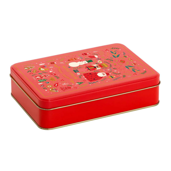 Yılbaşı Temalı Kırmızı Dikdörtgen Metal Kutu | 360 Adet