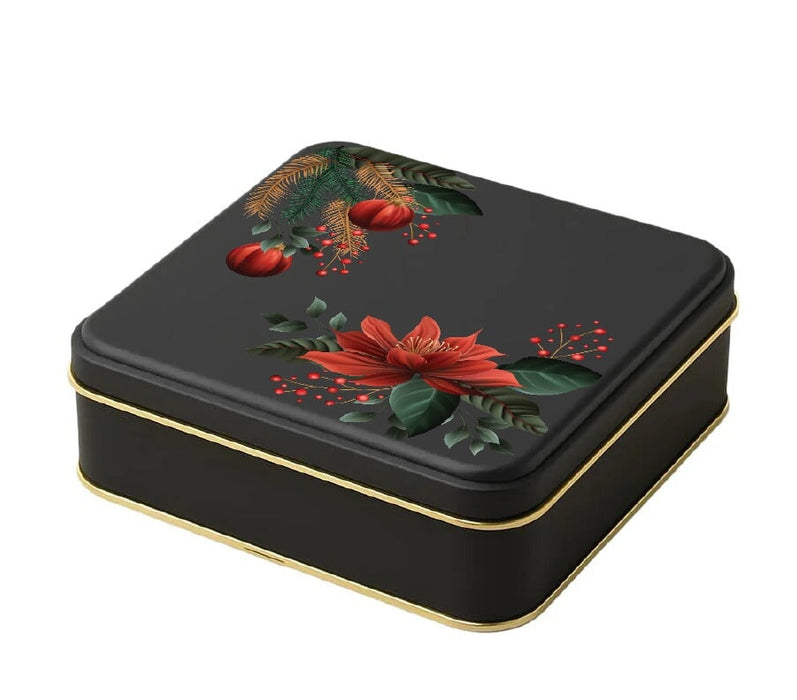 Yılbaşı Temalı Siyah Mat Kare Çikolata Kutusu | 252 Adet