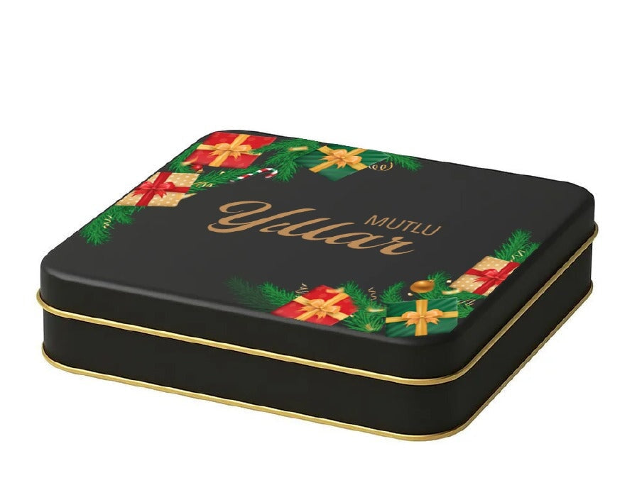 Yılbaşı Temalı Siyah Mat Kare Çikolata Kutusu | 360 Adet