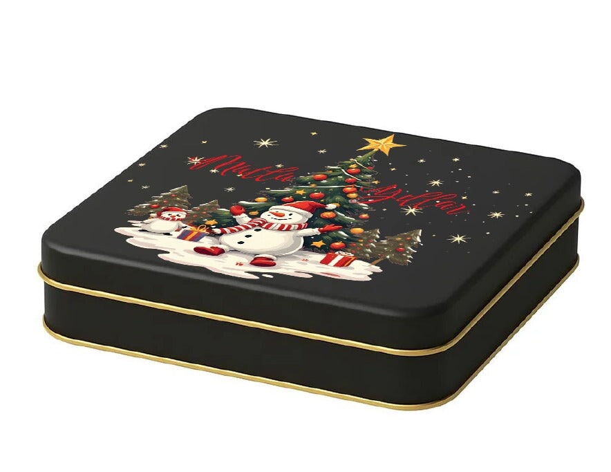 Yılbaşı Temalı Siyah Mat Kare Çikolata Kutusu | 360 Adet