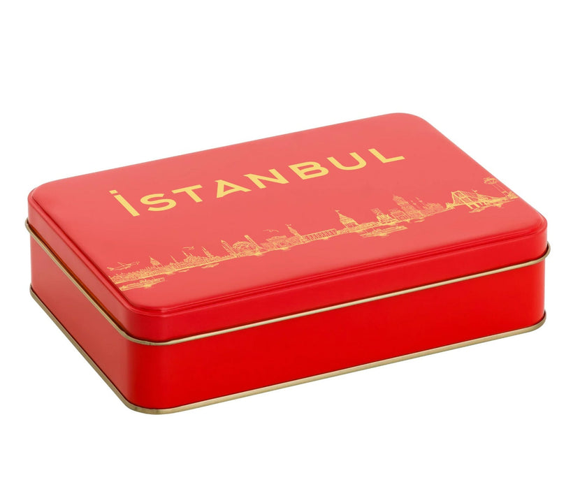 400 Adet Kırmızı Dikdörtgen Metal Kutu  Hazır Tasarımlı İstanbul Kutusu