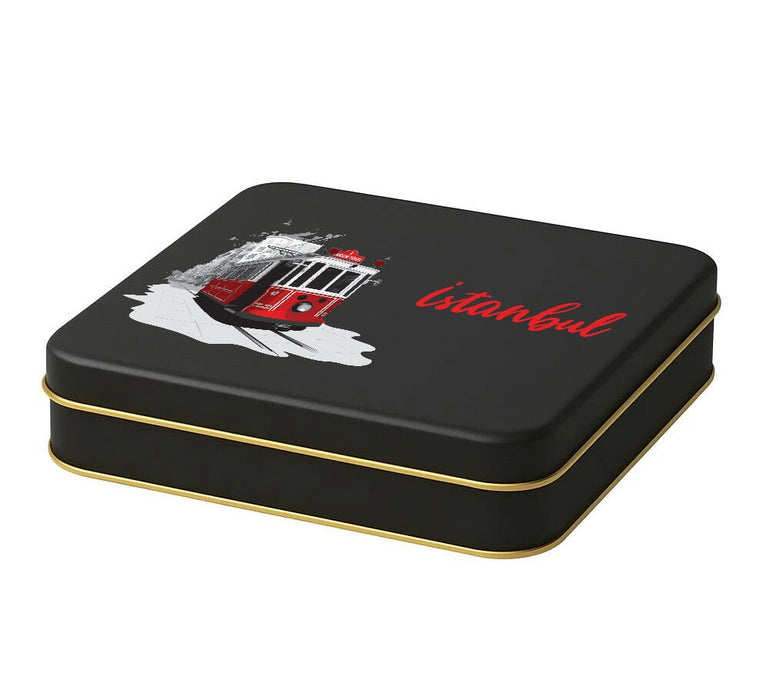 360 Adet Siyah Mat Dikdörtgen Metal Kutu Hazır Tasarımlı İstanbul Kutusu