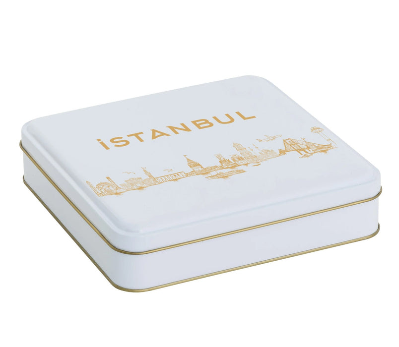 360 Adet Beyaz Dikdörtgen Metal Kutu Hazır Tasarımlı İstanbul Kutusu