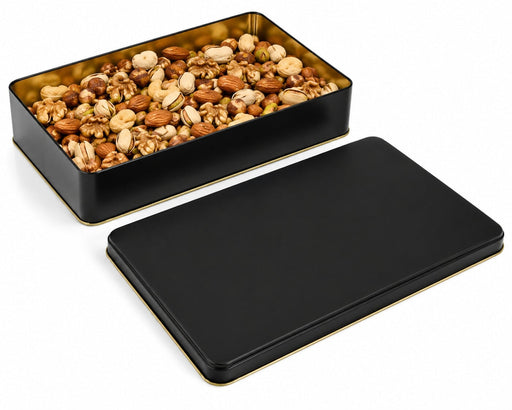 1000-1300 Gr Dikdörtgen Metal Kuruyemiş Kutusu (Beyaz/Siyah/Kırmızı/Yeşil/Çini) | 265 × 175 × 45 mm | Tins By Masaş