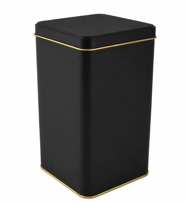 Kare Siyah Yüksek Metal Kutu - Gıdaya Uygun | 100 × 100 × 180 mm | Toptan 200 Adet