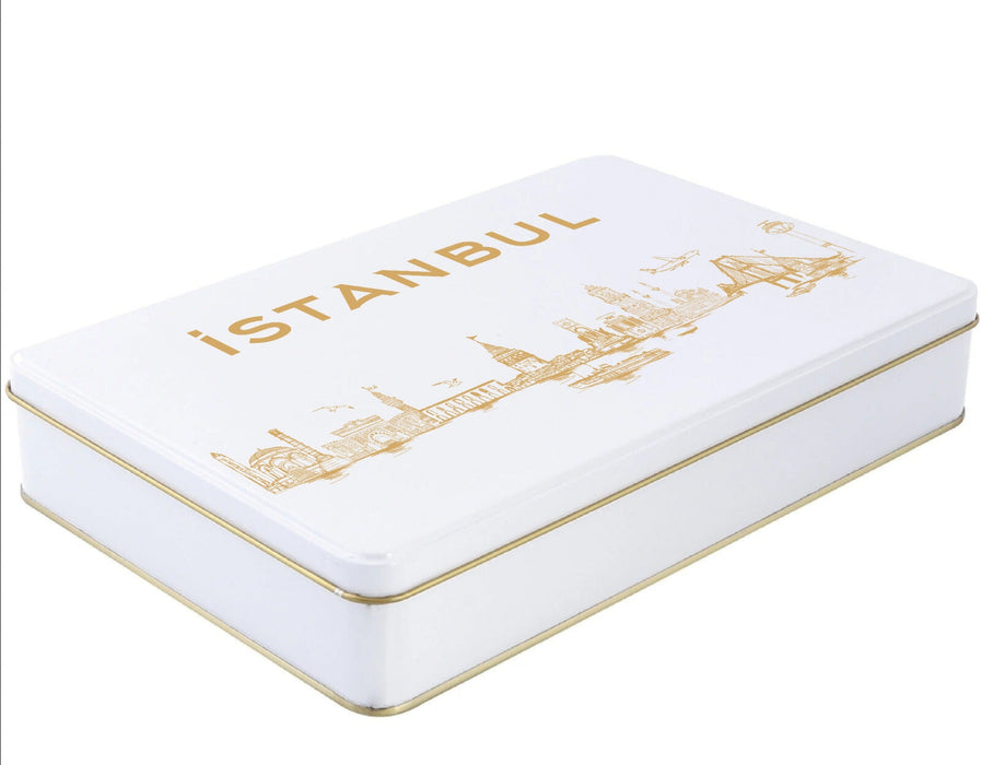 360 Adet Beyaz Dikdörtgen Metal Kutu  Hazır Tasarımlı İstanbul Kutusu