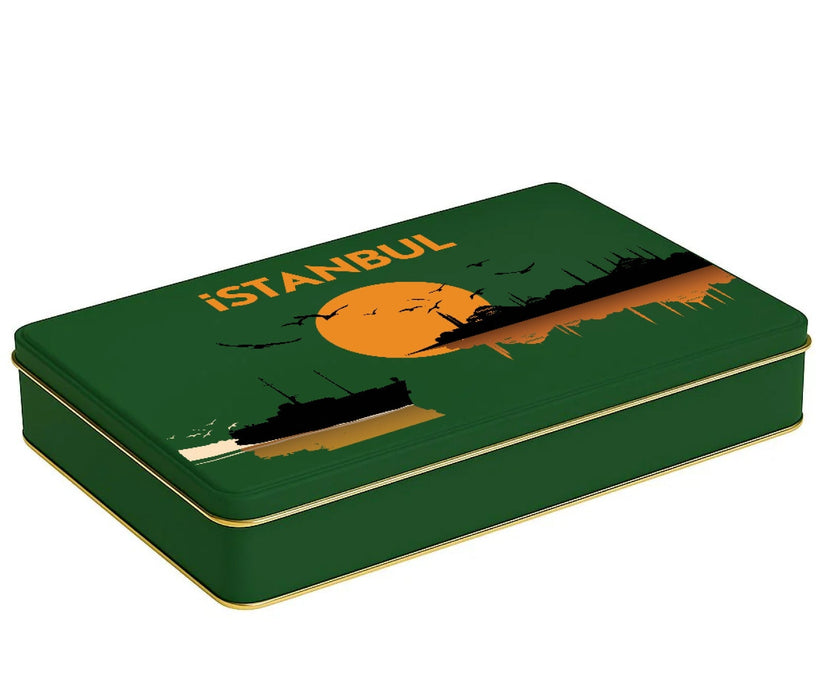 360 Adet Yeşil Mat Dikdörtgen Metal Kutu Hazır Tasarımlı İstanbul Kutusu