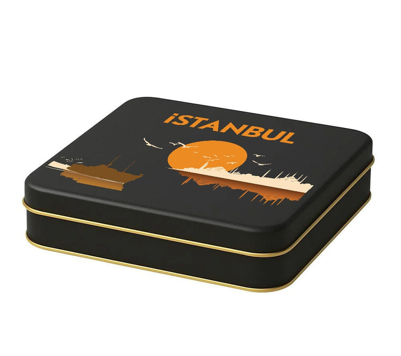 360 Adet Siyah Mat Dikdörtgen Metal Kutu Hazır Tasarımlı İstanbul Kutusu