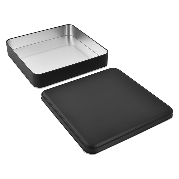 Kare Siyah Mat Metal Kutu | 215 × 215 × 40 mm | Tins By Masaş