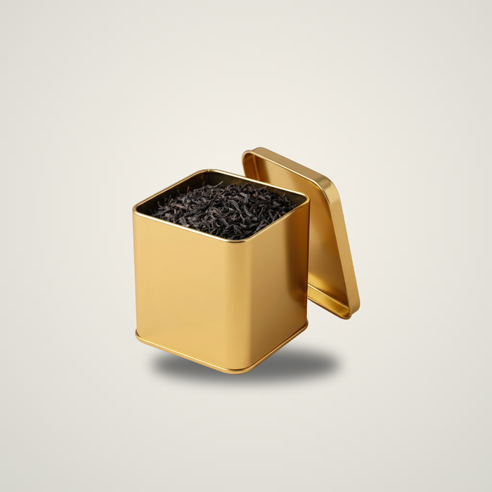 75-100 Gram Kare Gold Metal Çay Kutusu | 75 × 75 × 92 mm | Toptan 350 Adet