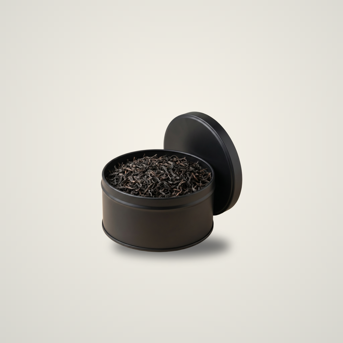 25-50 Gram Yuvarlak Siyah Mat Metal Çay Kutusu | Ø73 × 60 mm | Toptan 420 Adet