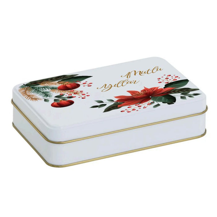 Yılbaşı Temalı Beyaz Dikdörtgen Metal Kutu | 336  Adet